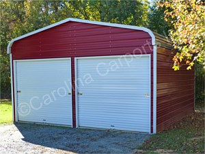 Regular Roof Style Fully Enclosed Garage with Two 9 x 8 Garage Doors